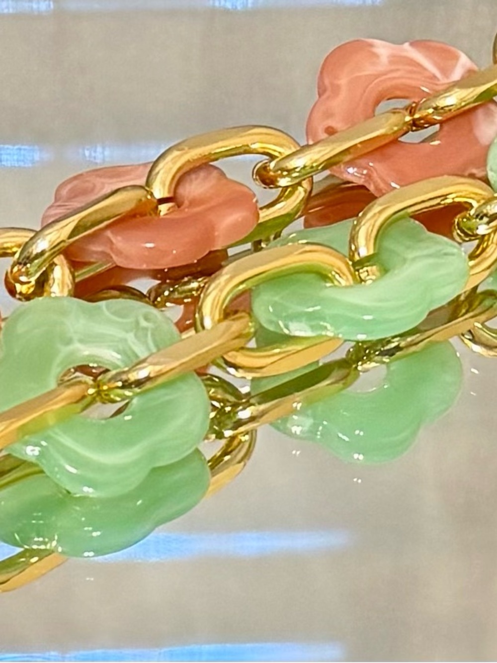 Mint & Pink Salmon Blossom Handbag Chain Duo